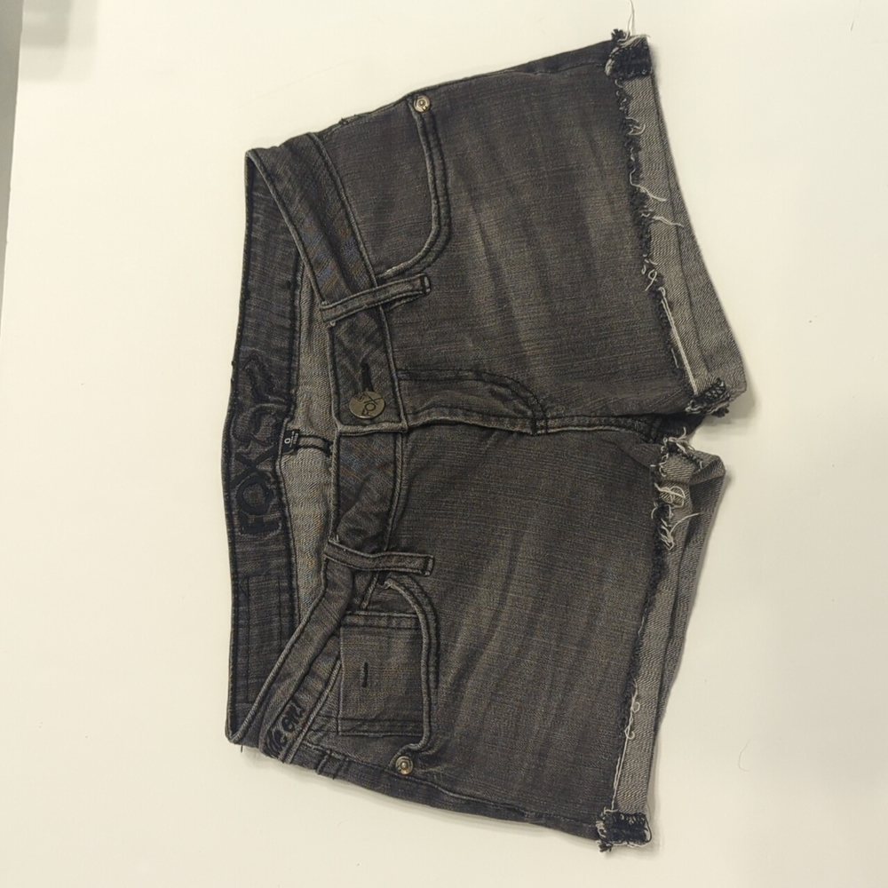 Grey cuffed jean shorts